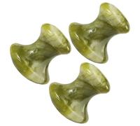 SOESFOUFU 3pcs Mushroom Shaped Green Jade Face Massage Stones Set, Portable Gua Sha Facial Tools for Women, Acupressure Massaging Accessories for Home Spa and Relaxation