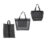 SOESFOUFU 3pcs Portable Mesh Toiletry Bags for Travel and Hotels, Practical Black Polyester Cosmetic Storage Organisers with Zipper, Lightweight Travel Bag for Toiletries