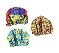 SOESFOUFU 3pcs Satin for Boys and Girls Elastic Sleep Cap African Wax Print Adjustable Hair Protection Cap for Home and Travel