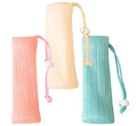 SOESFOUFU 3pcs Soap Mesh Bags for Soap Bars with Drawstring Hanging Pe Material for Face Skin Multi-layer Foaming Toiletries Pouches