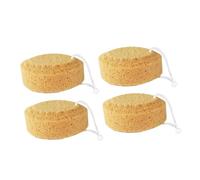 SOESFOUFU 4 Pcs Natural Honeycomb Seaweed Cotton Shower Sponge for Exfoliating Massaging Cleansing Skin Soft Texture Bath Wipes Suitable for Daily Use and Sensitive Skin