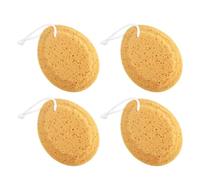 SOESFOUFU 4 Pcs Orange Seaweed Sponge Honeycomb Bath Sponge for Shower and Body Exfoliating with Massaging Function Suitable and Babies