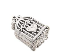 SOESFOUFU 40pcs Vintage Alloy Heart Pendant Charms for DIY Jewelry Making, Silver Hanging Accessories with Bird Cage Design, for Graduation and Birthday Crafts