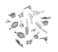 SOESFOUFU 40pcs Vintage Silver Alloy DIY Pendant with Mirror Comb Scissors Charms for Jewelry Making Necklace Bracelet Keychain Accessories