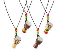SOESFOUFU 4pcs African Drum Necklace Pendant Set with Synthetic Material for Use and Comfortable Wear, Chic and Creative Design for Festival and Beach Party