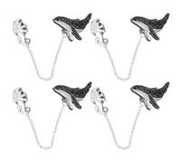 SOESFOUFU 4pcs Cute Astronaut Whale Brooch Pin with Chain, Ocean Animal Lapel Pin for Backpack Sweater Decoration, Suit Collar Decorations