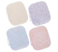 SOESFOUFU 4Pcs Facial Cleansing Sponges for Washing Face and Makeup Removal, Thickened Soft Face Cleaning Sponge Set with Blueberry, Lavender, and Chamomile Spots, Suitable for