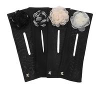 SOESFOUFU 4pcs Flower Hair Bun Maker Fabric Donut Shapers for Women Lazy Curler Styling Tool with Black White Ivory Flowers Versatile Hair Decoration for Sports Travel Parties and Daily Use