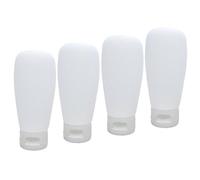 SOESFOUFU 4pcs Leakproof Reusable 60ml Plastic Travel Bottles with Flip Lid, White Pp Cosmetic Dispensers for Outdoor and Travel Toiletries Storage