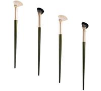 SOESFOUFU 4pcs Nose Contour Brush and Eye Shadow Brush Set Half Fan Shape Angled for Precise Nose Highlighting and Blending Black and White Mixed Hair for Everyday Makeup