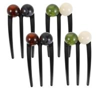 SOESFOUFU 4pcs U Shaped Chinese Style Hair Pins with Green White Black Beads Prong Hair Forks for Secure Bun Updos Elegant for Womens Daily and Formal
