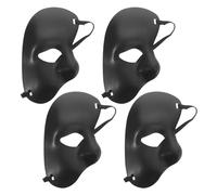 SOESFOUFU 4pcs Venetian Half Face Mask for Men, Opera Retro Masquerade Masks for Masquerade Parties, Costume Dress-Up and Carnival Festival, Black Plastic