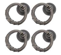 SOESFOUFU 4pcs Vintage Style Round Zinc Alloy Drawer Pull Handles with Polished Edges and Screws, Antique Retro Drop Ring Pulls for Dressers and Bookcases, Ensuring Stability and Scratch