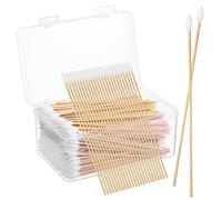 SOESFOUFU 500pcs Cotton Swabs Precision Tips Bamboo Sticks Comfortable Handling High Accuracy Khaki Colour for Ear and Keyboard Cleaning