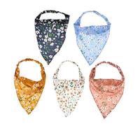 SOESFOUFU 5Pcs Elastic Triangle Hair Scarf Headbands for Women and Comfortable Breathable Floral Printed Kerchiefs Stretchy Fit for Daily Wear and Various Occasions