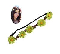 SOESFOUFU 5pcs Handmade Hawaiian Sunflower Flower Headband Bohemia Style Wreath Lifelike Flower Hair Band for Luau Parties Tropical Beach Theme Decor Photo Prop