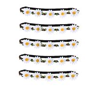 SOESFOUFU 5pcs Hawaiian Sunflower Flower Hair Band Wreath Headpiece Theme Party Favors Lifelike Floral Garland for Tropical Events Cheerleader and Photo Props White