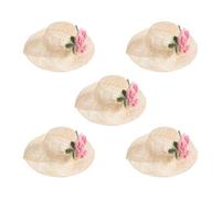SOESFOUFU 5pcs Mini Straw Hats for Crafts - Tiny Woven Caps - Cowboy and Sombrero Styles - DIY Embellishments for Bottle Tops Party Favors Doll Accessories