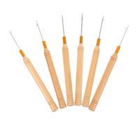SOESFOUFU 6 Pcs Wooden Handle Dreadlock Crochet Hooks with Two Hair Extension Tools and Safe Hair Needles for Latch Hooking Comfortable Grip for DIY and Professional Braiding