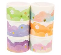 SOESFOUFU 6 Rolls Simple Pattern Washi Tapes for Scrapbooking and Journaling, Suitable for Gift Wrapping, Made of Washi Paper, No Glue Residue, for Holiday Decorations and Party Supplies