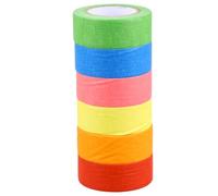 SOESFOUFU 6pcs Colour Masking Tape Set 24mm X 12m Rubber Washi Sticky Tape Easy to Peel and Sticks Well Features for Colour Coded Labeling and Packing Boxes Random Color