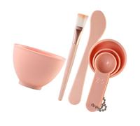 SOESFOUFU 6pcs DIY Mask Mixing Bowl Kit with Multi-functional Pink Pe and Abs Beauty Salon Tools for Home Skin Care and Applying Masks