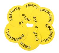 SOESFOUFU 6pcs Emergency Stop Sticker Caution Warning Sign Pvc Yellow Wear-resistant Push Button Caution Sticker for Electronic Devices and Factory Production Lines