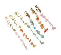 SOESFOUFU 6pcs Natural Stone Pendant Hair Jewelry for Braids and Dreadlocks Ethnic Style Hair Accessories with Green Light Pink Orange Colors Unique Braid Charms for Women