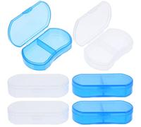 SOESFOUFU 6pcs Portable Vitamin Case Small Plastic Medicine Holder Compact Two-Compartment Assorted Colour Pill Organizer for Going Out Travel