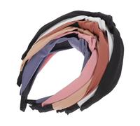 SOESFOUFU 6pcs Women Knotted Wide Headbands Twisted Decorative Hair Accessories for Daily Wear Sports and Casual Outfits Lightweight Comfortable Black White Khaki Denim Pink