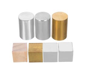 SOESFOUFU 7pcs Metal Element Density Cubes and Cylinders Iron Cylinder and Copper Aluminum Blocks for Chemistry Lab Equipment Maths Experiment Kit with Metal Specimens for Magnetism Testing