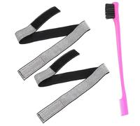 SOESFOUFU Adjustable Elastic Wig Bands 3pcs Set Thickened Non-slip Wig Fixing Straps for Secure Fit Includes 2 Silver Sparkle and 1 Rose Red Double-ended Bands
