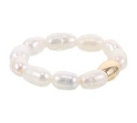 SOESFOUFU Adjustable Stretchy Pearl Ring for Women Elastic Baroque Freshwater Beaded Band Stackable Index Finger Ring June Birthstone Bridal Statement Jewelry