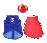 SOESFOUFU Adorable Dog Cloak Costume Set with Crown Hat for Pets, Blue Cloth Material, Highlighting Pet's Appearance, for Photos and Everyday Wear