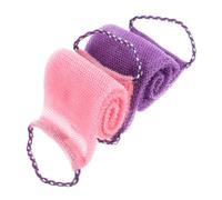 SOESFOUFU Back Cleansing African Net Exfoliating Scrubber 2Pcs Set Purple Pink Mesh Bath Towels with Pull-Cord for Shower Skin Care