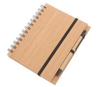SOESFOUFU Back to School Party Convenient Planner Notepad with Bamboo Cover, Simple Stylish Spiral Notebook Featuring Paper Material and Bookmark, Compact Memo Pads for Office Staffs