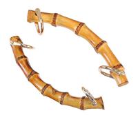 SOESFOUFU Bag Handles Replacement Set 2Pcs Bamboo Lightweight Straps in Antique Gold for Beach Bag and Straw Handbag DIY Crafting