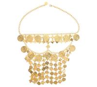 SOESFOUFU Belly Dancer Accessories: Golden Coin Veil - Egyptian Belly Dance Jewelry - Coin Tassel Face Chain Headwear for Women - Ideal for Masquerade Costumes Themed Parties and Cosplay
