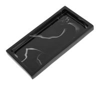 SOESFOUFU Black Marble Effect Resin Tray for Bathroom Countertop and Bedroom Dressers, Multi-functional Decorative Vanity Tray for Storage and Organising Jewelry and Toiletries