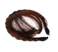 SOESFOUFU Braided Headband Bangs Synthetic Hairpiece Natural Looking Front Fake Bangs for Girls Clip Fringe Extensions