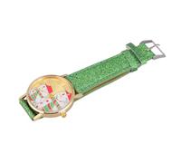 SOESFOUFU Case Elegant Sturdy St a Green Leather and Strap Alloy Pu Zinc, Christmas Style Quartz Watch for or with Design Valentine's Day or Thanks Giving Women