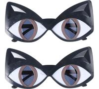 SOESFOUFU Cat Eye Funny Glasses 2 Pairs Black ABS Party Shades