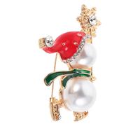 SOESFOUFU Christmas Snowman Brooch Pin Scarf Pin Brooch Festive Enamel Rhinestone Pearls Holiday Party Jewelry for Women Winter Season