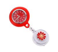 SOESFOUFU Clip on Nurse Pocket Watch Retractable Red Alloy Glass