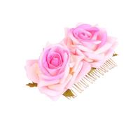 SOESFOUFU Comb Graduation Elegant Hair with Dual Fabric Pink Rose Accessory Flowers Decoration Time for Brides and Girls, Party and Banquet