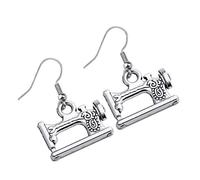 SOESFOUFU Creative Funny Sewing Machine Earrings for Women, Silver Metal Drop Pendant Ear Jewelry, Unique Gift for Birthday and Valentine's Day, Stylish Vintage Design