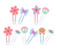SOESFOUFU Creative Paper Clips Metal and Silicone Multi-Function 10pcs Paperclip Bookmarks with Lovely Shaped Vintage Hippy Design for School and Office Use