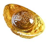 SOESFOUFU Crystal Golden Ingot Sculpture with Dragon Pattern, Lightweight Decorative Effect Ornament for Office and Home Décor, Chinese Style Desktop Feng Shui Statue