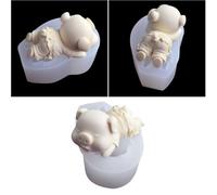 SOESFOUFU D Pig Cake Mould Biscuit Mould for Party Baking, Sturdy Silica Gel Material, Easy to Use for DIY Cake Making and Home Life, White Colour