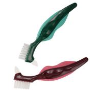 SOESFOUFU Double-Headed Denture Brush 2Pcs Hard Bristle for Seniors Oral Appliance Cleaning Tool Effective Plaque Removal for False Teeth Care